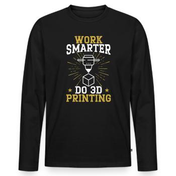 Work Smarter Do 3D Printing Nozzle 3D Printer - Men's Premium Organic Long Sleeve Shirt - black - Front - Nico (187cm)