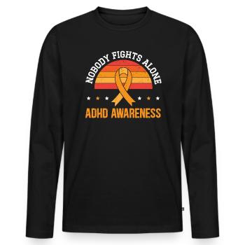 No Body Fights Alone ADHD Awareness Neurodiversity - Men's Premium Organic Long Sleeve Shirt - black - Front - Nico (187cm)