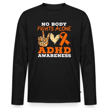 No Body Fights Alone ADHD Awareness Neurodiversity - Men's Premium Organic Long Sleeve Shirt - black - Front - Nico (187cm)