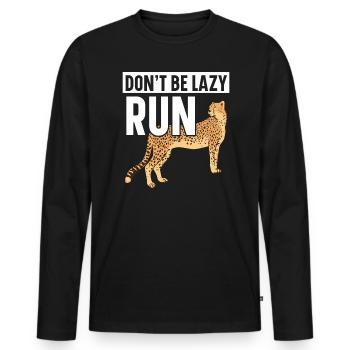 Seien Sie nicht faul Run Wildlife Zookeeper Cheetah - Männer Premium Bio Langarmshirt - Schwarz - Vorne - Nico (187cm)