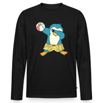 Penguin Pool Party Aufblasbarer Kugel Wasserball - Männer Premium Bio Langarmshirt - Schwarz - Vorne - Nico (187cm)