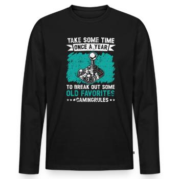 Spielregeln Arcade Gamer Geek Videospieler - Männer Premium Bio Langarmshirt - Schwarz - Vorne - Nico (187cm)
