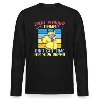 Planificateur d’événements Llama N’a pas le temps pour votre drame - T-shirt manches longues Premium bio Homme - noir - Devant - Nico (187cm)