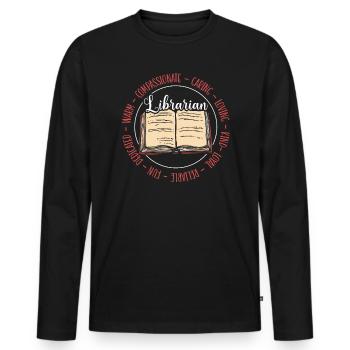 Bibliothek Bücherwurm Buch Liebhaber Bibliophile Bibliothekarin - Männer Premium Bio Langarmshirt - Schwarz - Vorne - Nico (187cm)