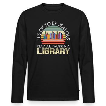 Bibliothek Bücherwurm Buch Liebhaber Bibliophile Bibliothekarin - Männer Premium Bio Langarmshirt - Schwarz - Vorne - Nico (187cm)
