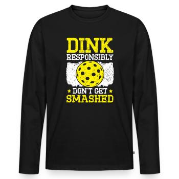 Dink de manière responsable Ne vous faites pas écraser le pickleball - T-shirt manches longues Premium bio Homme - noir - Devant - Nico (187cm)