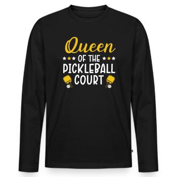 Reine du terrain de pickleball Pickleball Queen - T-shirt manches longues Premium bio Homme - noir - Devant - Nico (187cm)