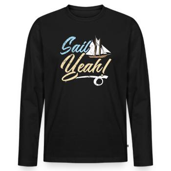 Voile oui Capitaine de navire Marin Marin Marin Nautique - T-shirt manches longues Premium bio Homme - noir - Devant - Nico (187cm)