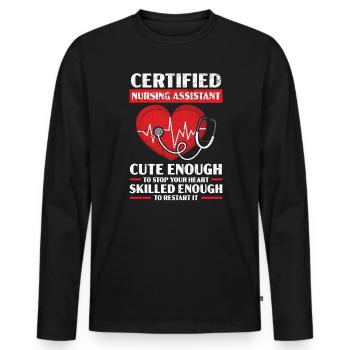 Certified Nursing Assistant Medical Hospital - Men's Premium Organic Long Sleeve Shirt - black - Front - Nico (187cm)