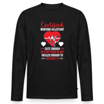 Certified Nursing Assistant Medical Hospital - Men's Premium Organic Long Sleeve Shirt - black - Front - Nico (187cm)