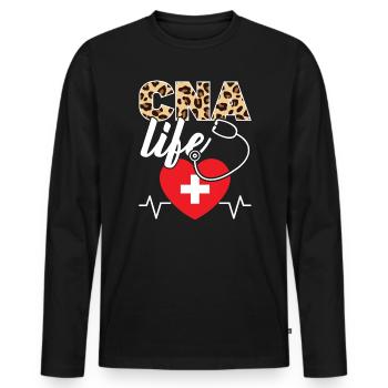 Infirmière auxiliaire médicale certifiée À vie de l’AIIC - T-shirt manches longues Premium bio Homme - noir - Devant - Nico (187cm)