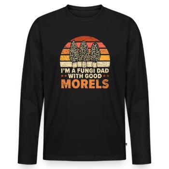 I'm A Fungi Dad With Good Morels Mycology Mushroom - Men's Premium Organic Long Sleeve Shirt - black - Front - Nico (187cm)