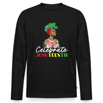 Célébrez juneteenth Mois de l’histoire des Noirs - T-shirt manches longues Premium bio Homme - noir - Devant - Nico (187cm)
