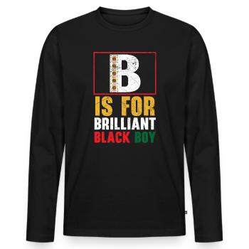 B est pour le brillant mois de l’histoire des Noirs - T-shirt manches longues Premium bio Homme - noir - Devant - Nico (187cm)