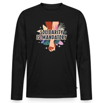 La solidarité est obligatoire Mois de l’histoire des Noirs - T-shirt manches longues Premium bio Homme - noir - Devant - Nico (187cm)