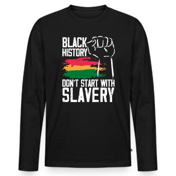 L’histoire des Noirs ne commence pas avec l’esclavage Black Pride - T-shirt manches longues Premium bio Homme - noir - Devant - Nico (187cm)
