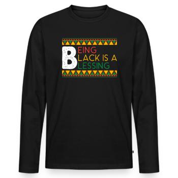 Schwarz zu sein ist ein Segen Black History Month - Männer Premium Bio Langarmshirt - Schwarz - Vorne - Nico (187cm)