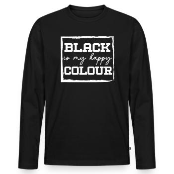 Le noir est ma couleur heureuse mélanine afro-américaine - T-shirt manches longues Premium bio Homme - noir - Devant - Nico (187cm)