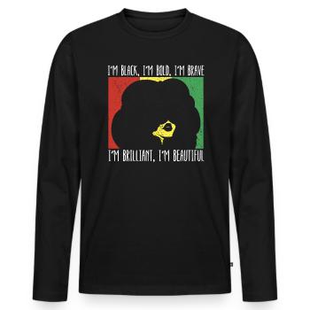 Black And Proud Black History Month Black Pride - Men's Premium Organic Long Sleeve Shirt - black - Front - Nico (187cm)