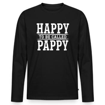 Happy To Be Called Pappy Grandpa Grandfather - Men's Premium Organic Long Sleeve Shirt - black - Front - Nico (187cm)
