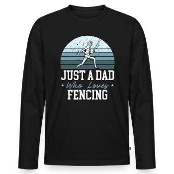 Nur ein Vater, der das Fechten liebt, der beste Papa aller Zeiten - Männer Premium Bio Langarmshirt - Schwarz - Vorne - Nico (187cm)