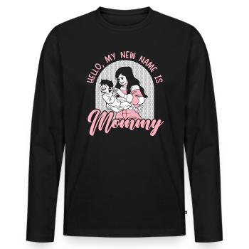 Bonjour Mon nouveau nom est maman maternité fête des mères - T-shirt manches longues Premium bio Homme - noir - Devant - Nico (187cm)