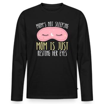 Mamas nicht schlafende Mama ruht nur ihre Augen aus - Männer Premium Bio Langarmshirt - Schwarz - Vorne - Nico (187cm)