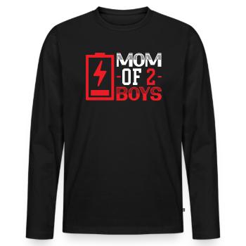 Mom Of 2 Boys Motherhood Best Mama Mothers Day - Men's Premium Organic Long Sleeve Shirt - black - Front - Nico (187cm)