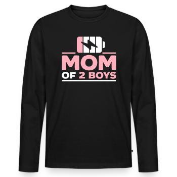 Mom Of 2 Boys Motherhood Best Mama Mothers Day - Men's Premium Organic Long Sleeve Shirt - black - Front - Nico (187cm)