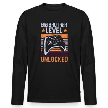Big Brother Level Unlocked Best Bro Ever - Men's Premium Organic Long Sleeve Shirt - black - Front - Nico (187cm)