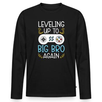 Leveling Up To Big Bro Again Best Bro Ever - Men's Premium Organic Long Sleeve Shirt - black - Front - Nico (187cm)