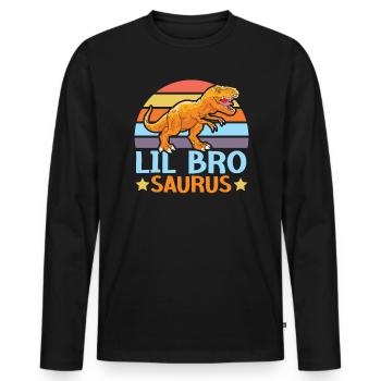 Lil Bro Saurus Best Bro Ever Brotherhood Dinosaur - Men's Premium Organic Long Sleeve Shirt - black - Front - Nico (187cm)
