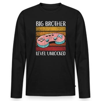 Big Brother Level Unlocked Best Bro Ever - Men's Premium Organic Long Sleeve Shirt - black - Front - Nico (187cm)