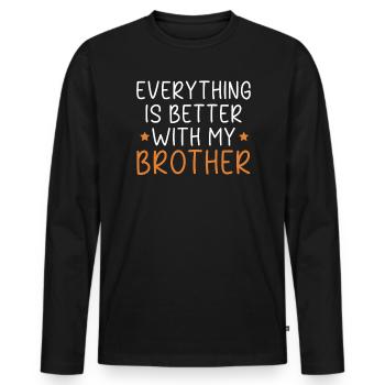 Tout va mieux avec ma fraternité - T-shirt manches longues Premium bio Homme - noir - Devant - Nico (187cm)