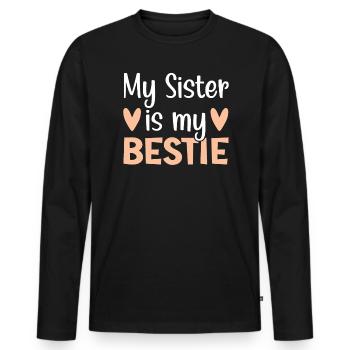 Ma sœur est ma meilleure sœur de tous les temps - T-shirt manches longues Premium bio Homme - noir - Devant - Nico (187cm)