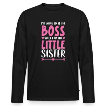 Va être le patron puisque je suis la petite sœur - T-shirt manches longues Premium bio Homme - noir - Devant - Nico (187cm)