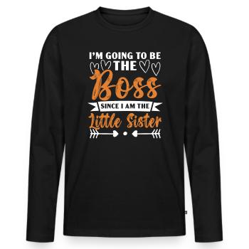 Va être le patron puisque je suis la petite sœur - T-shirt manches longues Premium bio Homme - noir - Devant - Nico (187cm)
