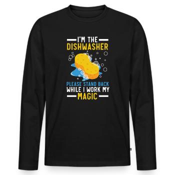 I'm The Dishwasher Dishwashing Profession - Men's Premium Organic Long Sleeve Shirt - black - Front - Nico (187cm)