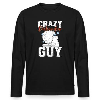 Crazy Lave-vaisselle Guy Lave-vaisselle Profession Emploi - T-shirt manches longues Premium bio Homme - noir - Devant - Nico (187cm)