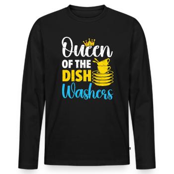 Reine de la profession de lave-vaisselle - T-shirt manches longues Premium bio Homme - noir - Devant - Nico (187cm)
