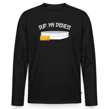 Sup My Dishes Dishwashing Profession Dishwasher - Men's Premium Organic Long Sleeve Shirt - black - Front - Nico (187cm)