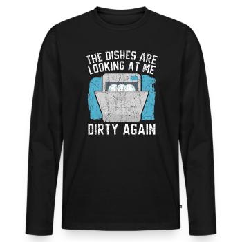 The Dishes Are Looking At Me Job Dishwasher - Men's Premium Organic Long Sleeve Shirt - black - Front - Nico (187cm)