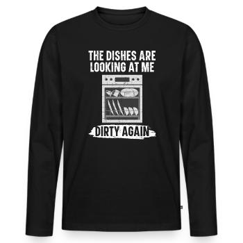 The Dishes Are Looking At Me Job Dishwasher - Men's Premium Organic Long Sleeve Shirt - black - Front - Nico (187cm)