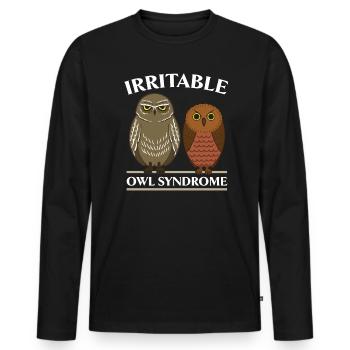 Syndrome du hibou irritable Oiseau nocturne Amoureux du hibou - T-shirt manches longues Premium bio Homme - noir - Devant - Nico (187cm)