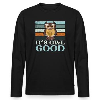 It's Owl Good Nocturnal Bird Owl Whisperer - Männer Premium Bio Langarmshirt - Schwarz - Vorne - Nico (187cm)