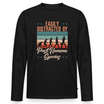 Leicht abgelenkt von vergangenen menschlichen Spezies - Männer Premium Bio Langarmshirt - Schwarz - Vorne - Nico (187cm)