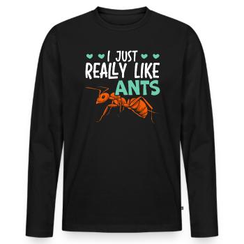 J’aime vraiment les fourmis Insect Ant Whisperer - T-shirt manches longues Premium bio Homme - noir - Devant - Nico (187cm)