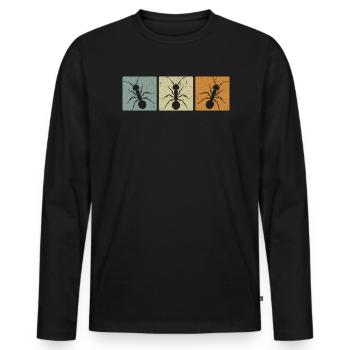 Retro Ant Whisperer Ant Lover Insect World Ant Day - Men's Premium Organic Long Sleeve Shirt - black - Front - Nico (187cm)