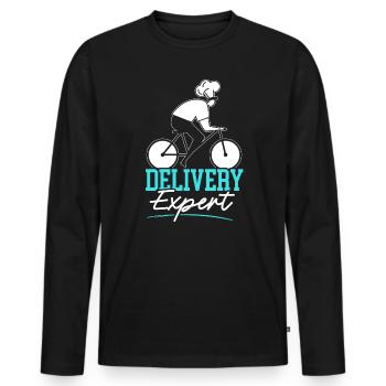 Delivery Expert Courier Food Delivery Driver - Men's Premium Organic Long Sleeve Shirt - black - Front - Nico (187cm)