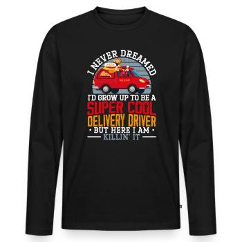 Super Cool Delivery Driver Courier Food Delivery - Men's Premium Organic Long Sleeve Shirt - black - Front - Nico (187cm)